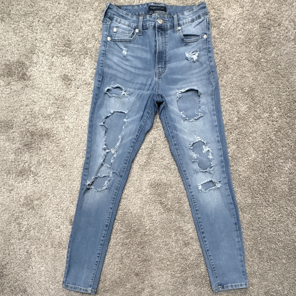 Women's Aéropostale Super High Rise Jegging Distressed Blue Denim Jeans